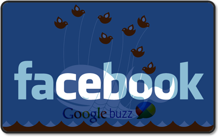 Google Buzz: a hybrid between the Facebook share feature and Twitter.